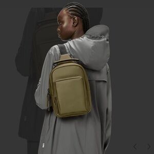 NWT Rains Book Daypack Mini “Revel” Dark Olive Green Weatherproof Crossbody